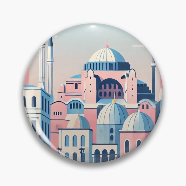 Artikelvorschau, Istanbuler Straßen mit der Hagia Sophia und der Blauen Moschee: Minimalistische und moderne Architektur in Pastellfarben entworfen und verkauft von epvshop.