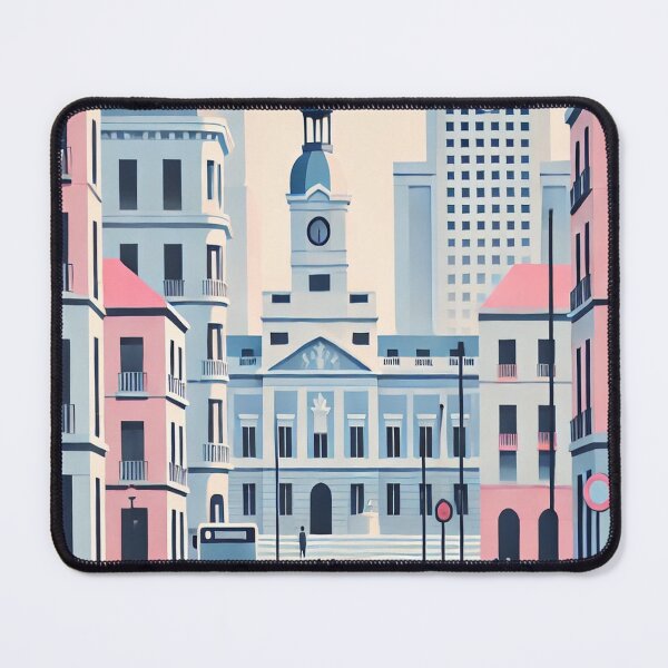 Item preview, Streets of Madrid with the Royal Palace and the Puerta de Alcalá: Minimalist and Modern Architecture in Pastel Colors designed and sold by epvshop.