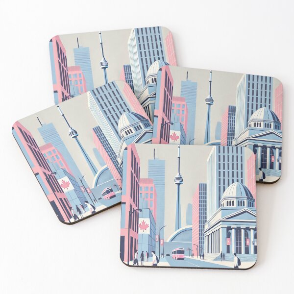 Item preview, Toronto Streets with CN Tower and Royal Ontario Museum: Minimalist and Modern Architecture in Pastel Colors designed and sold by epvshop.