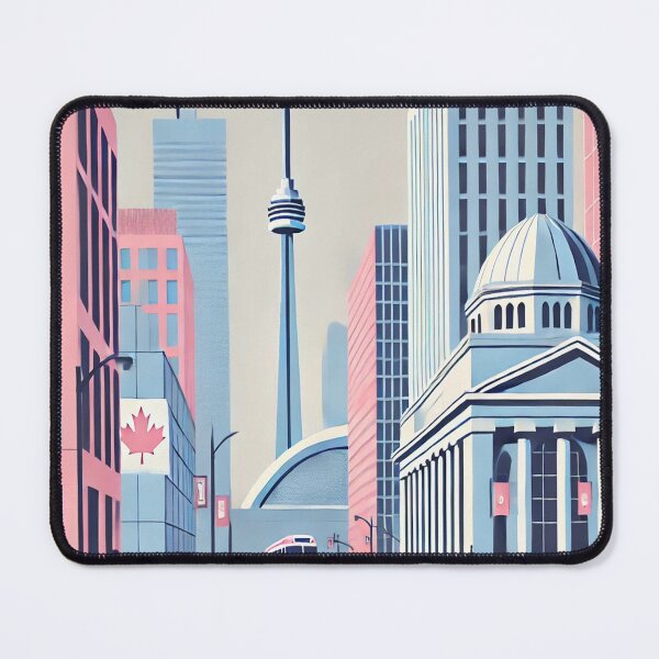 Item preview, Toronto Streets with CN Tower and Royal Ontario Museum: Minimalist and Modern Architecture in Pastel Colors designed and sold by epvshop.