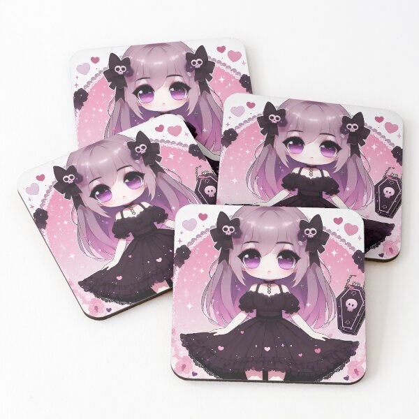 Item preview, Black and Pink Themed Purple eyed Goth Girl designed and sold by StickyGuys.