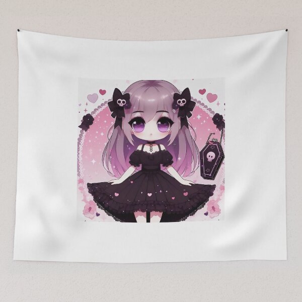 Item preview, Black and Pink Themed Purple eyed Goth Girl designed and sold by StickyGuys.
