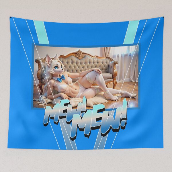 Item preview, CATGIRL D3 - WHITE CAT ON THE SOFA - MEOW FURRY designed and sold by CuPensky.