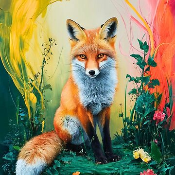 Artwork thumbnail, Cute Fox. Adorable fox, watercolor fox, fox drawing, floral fox, fox image by FoxVibes