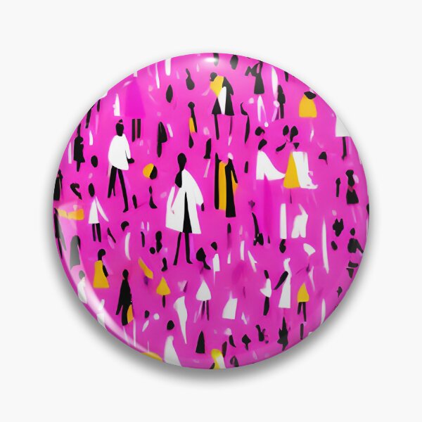 Item preview, Abstract Where's Waldo Inspired Illustration Hot Pink Black and Yellow for Whimsical Eclectic Decor designed and sold by kathrynchill.
