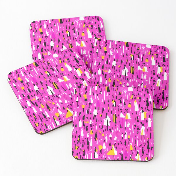 Item preview, Abstract Where's Waldo Inspired Illustration Hot Pink Black and Yellow for Whimsical Eclectic Decor designed and sold by kathrynchill.