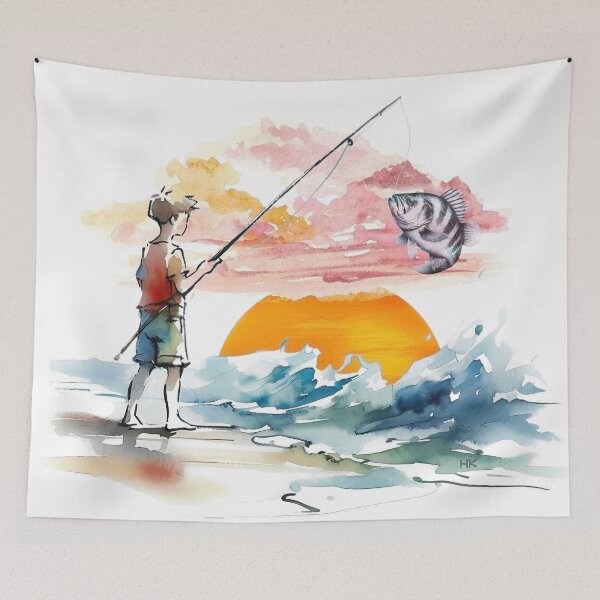 Item preview, Saltwater Sunset Surf Fishing  designed and sold by HausKatz.