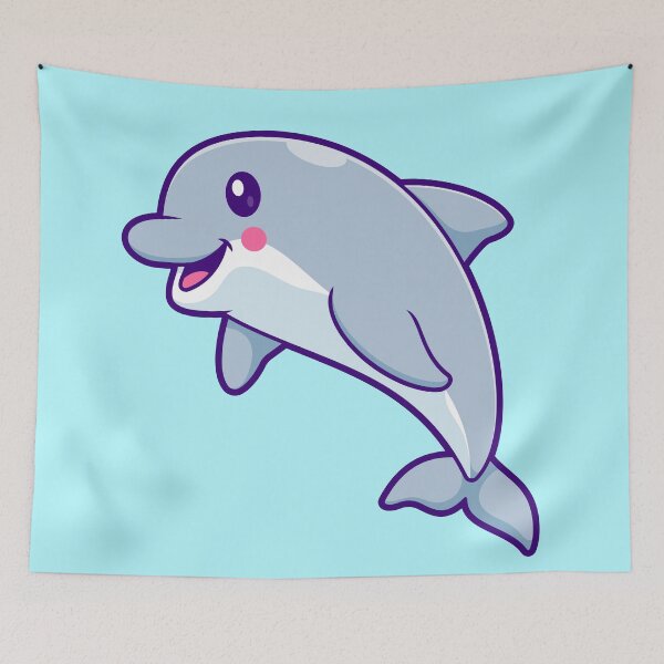 Item preview, : Cute Dolphin Swimming Cartoon Vector Icon Illustration designed and sold by hjian8219.