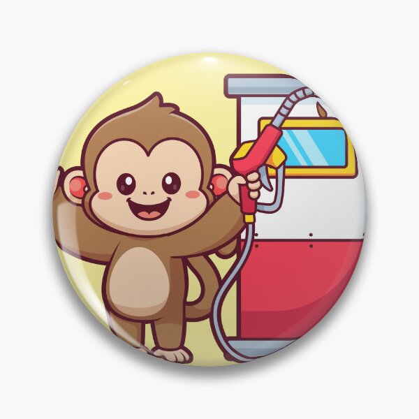 Item preview, Cute Monkey Gas Station Cartoon Vector Icon Illustration designed and sold by hjian8219.