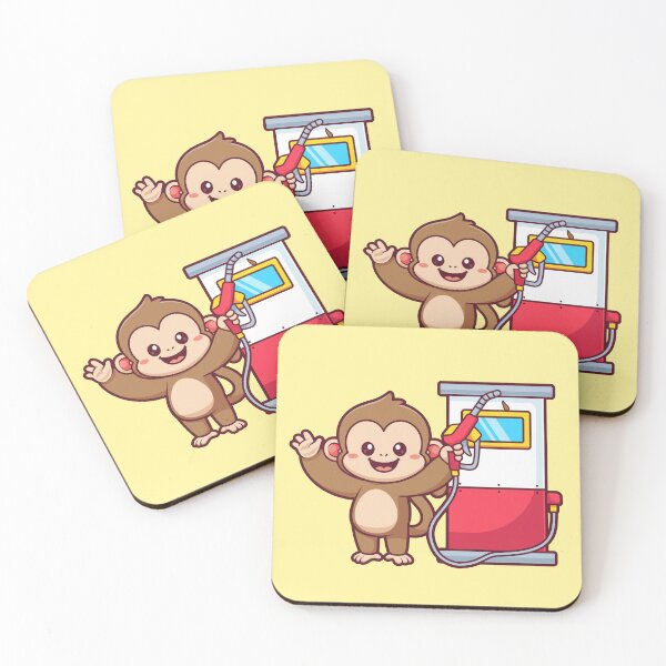 Item preview, Cute Monkey Gas Station Cartoon Vector Icon Illustration designed and sold by hjian8219.