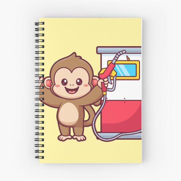 Item preview, Cute Monkey Gas Station Cartoon Vector Icon Illustration designed and sold by hjian8219.