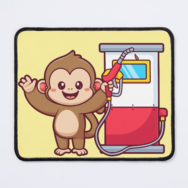 Item preview, Cute Monkey Gas Station Cartoon Vector Icon Illustration designed and sold by hjian8219.