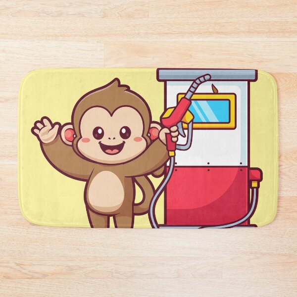 Item preview, Cute Monkey Gas Station Cartoon Vector Icon Illustration designed and sold by hjian8219.