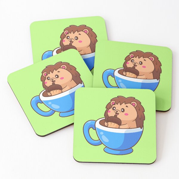 Item preview, Cute Hedgehog Holding Acorn Coffee Cup Cartoon Vector Icon Illustration designed and sold by hjian8219.