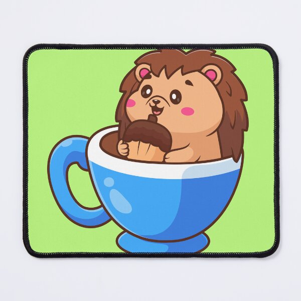 Item preview, Cute Hedgehog Holding Acorn Coffee Cup Cartoon Vector Icon Illustration designed and sold by hjian8219.