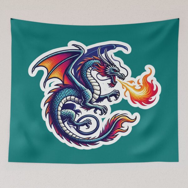 Item preview, Blue Dragon Breathing Fire designed and sold by PinUpPizzazz.