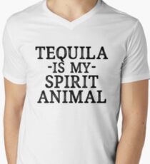 Tequila Is My Spirit Animal + Party Music Drinks Men's V-Neck T-Shirt