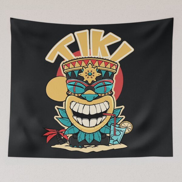 Item preview, Tiki mask drinking a cocktail designed and sold by TomiAx.
