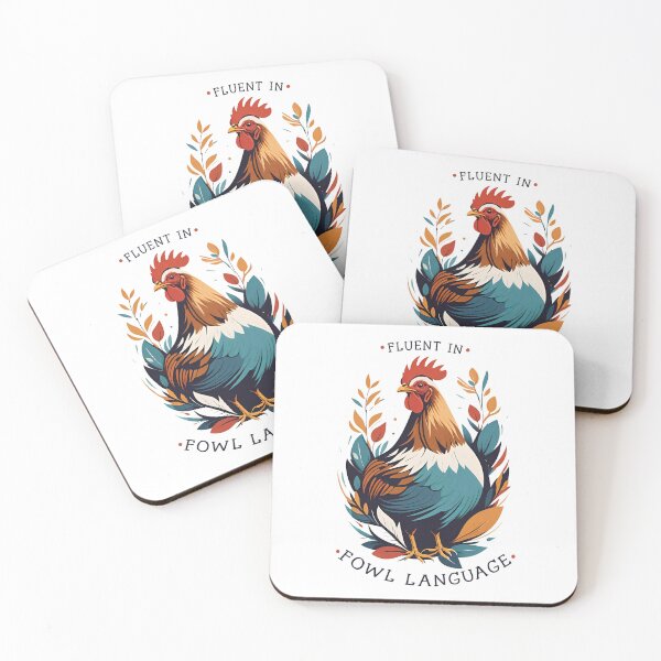Item preview, Fluent in Fowl Language Cockerel Rooster Chicken Hen with Leaves in Vintage Tones designed and sold by Sarcastic Narwhal.