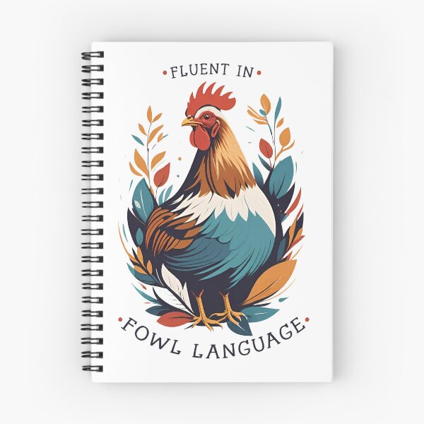 Item preview, Fluent in Fowl Language Cockerel Rooster Chicken Hen with Leaves in Vintage Tones designed and sold by Sarcastic Narwhal.