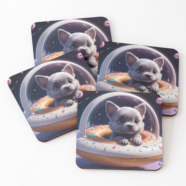 Item preview, Sci Fi Cute Space Puppy in a Donut shaped Flying Saucer - Art  designed and sold by ShopFanGirl.