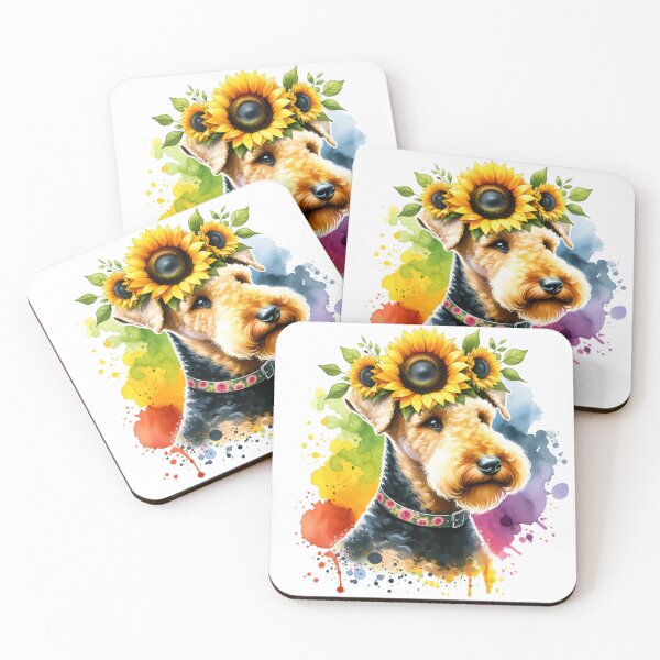 Item preview, Airedale Terrier Wearing Sunflower Crown designed and sold by TheAnimalZ00.