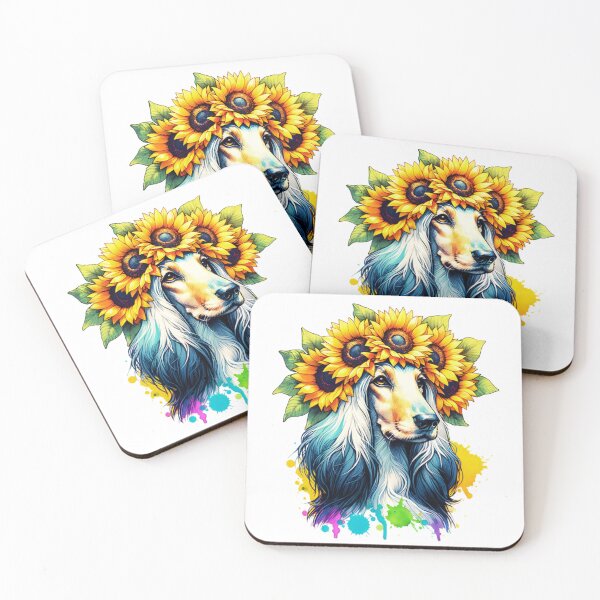 Item preview, Afghan Hound Wearing Sunflower Crown designed and sold by TheAnimalZ00.