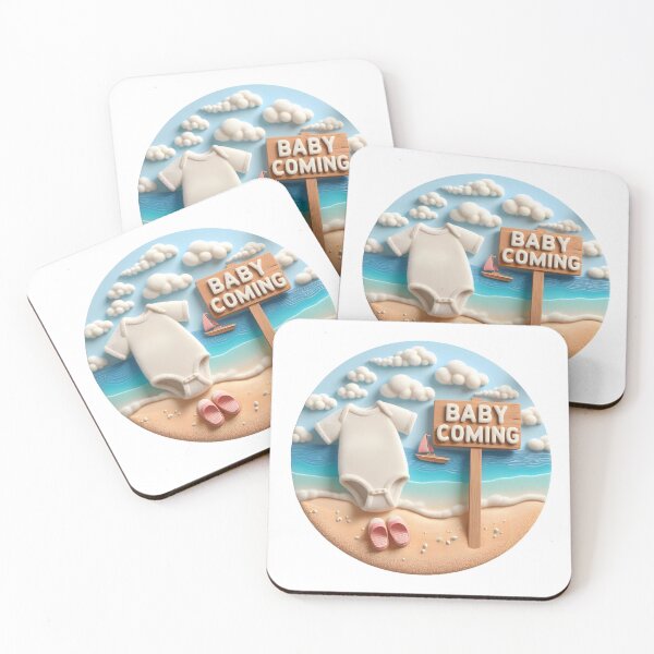 Item preview, Beach Baby Coming Announcement - Coastal Themed Birth Announcement designed and sold by StyLeHi.