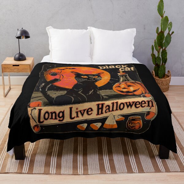 Item preview, Long Live Halloween - Black Cat with Pumpkin Design designed and sold by trendyzcom.