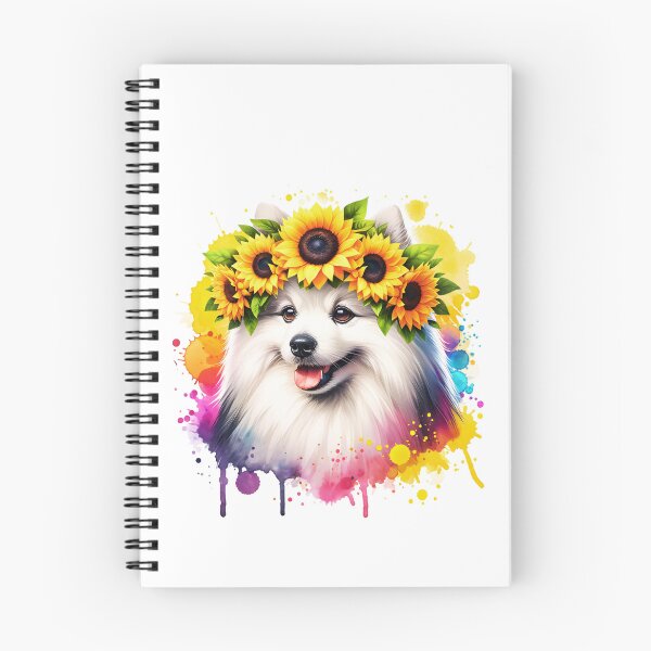 Item preview, American Eskimo Dog Wearing Sunflower Crown designed and sold by TheAnimalZ00.