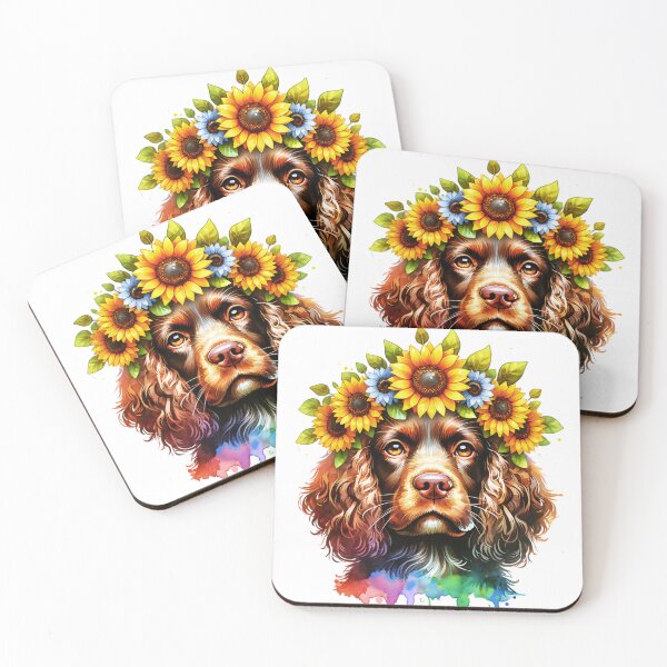Item preview, American Water Spaniel Wearing Sunflower Crown designed and sold by TheAnimalZ00.