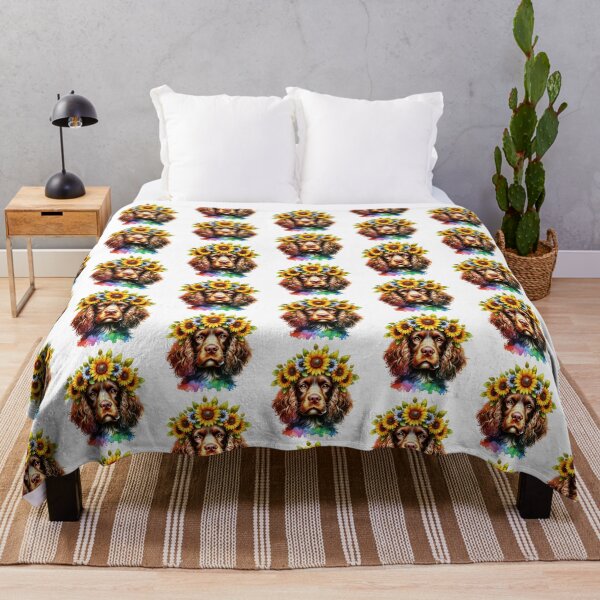Item preview, American Water Spaniel Wearing Sunflower Crown designed and sold by TheAnimalZ00.