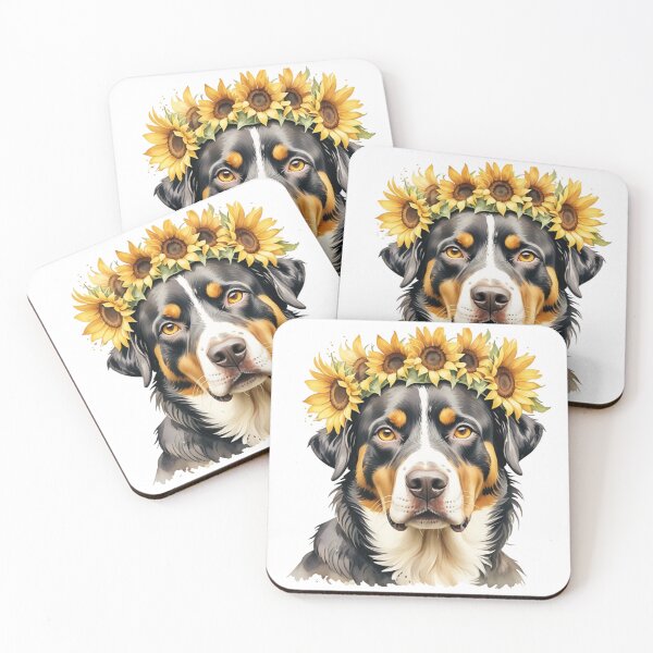 Item preview, Appenzeller Sennenhund Wearing Sunflower Crown designed and sold by TheAnimalZ00.