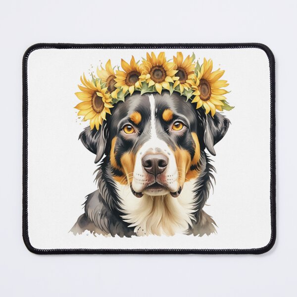 Item preview, Appenzeller Sennenhund Wearing Sunflower Crown designed and sold by TheAnimalZ00.