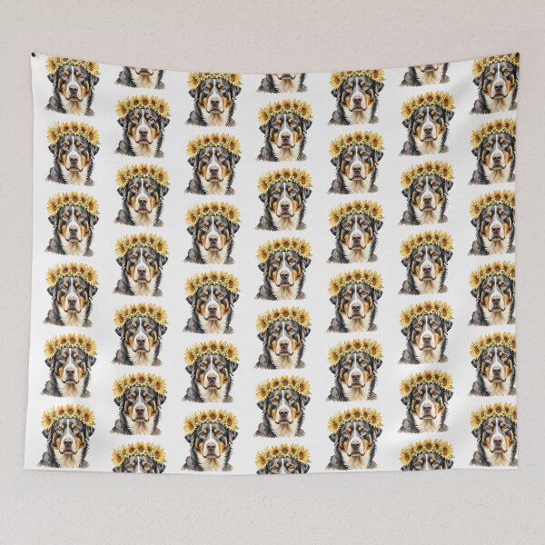 Item preview, Appenzeller Sennenhund Wearing Sunflower Crown designed and sold by TheAnimalZ00.