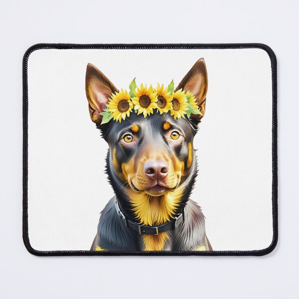 Item preview, Australian Kelpie Wearing Sunflower Crown designed and sold by TheAnimalZ00.