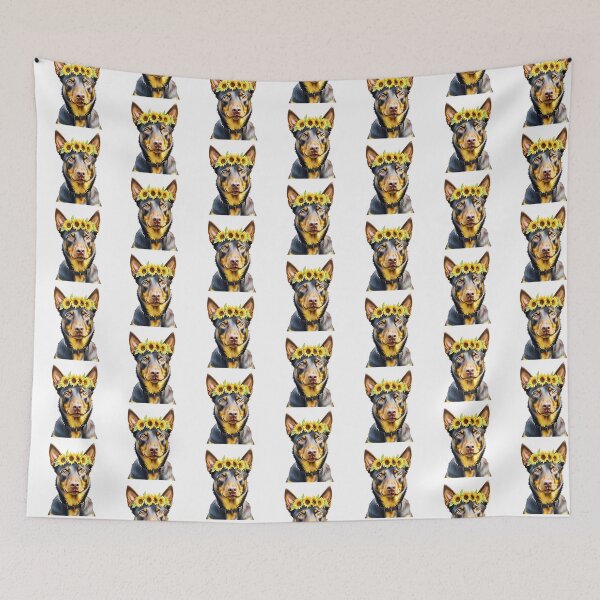 Item preview, Australian Kelpie Wearing Sunflower Crown designed and sold by TheAnimalZ00.