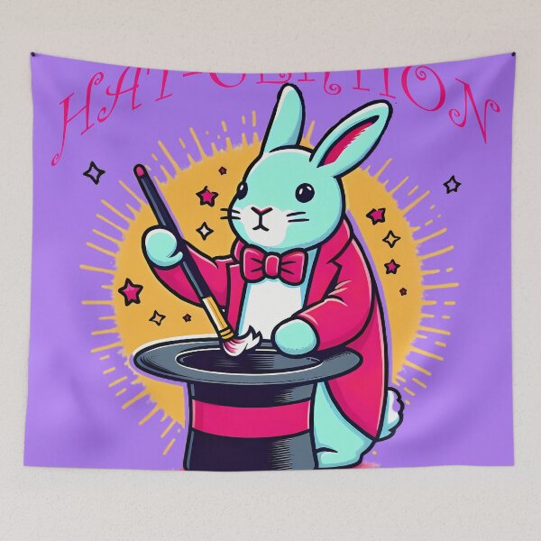 Item preview, Magician Rabbit Pulling a Hat - Magical Surprise designed and sold by beyazart.