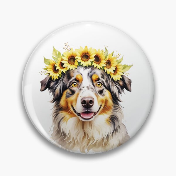 Item preview, Australian Shepherd Wearing Sunflower Crown designed and sold by TheAnimalZ00.