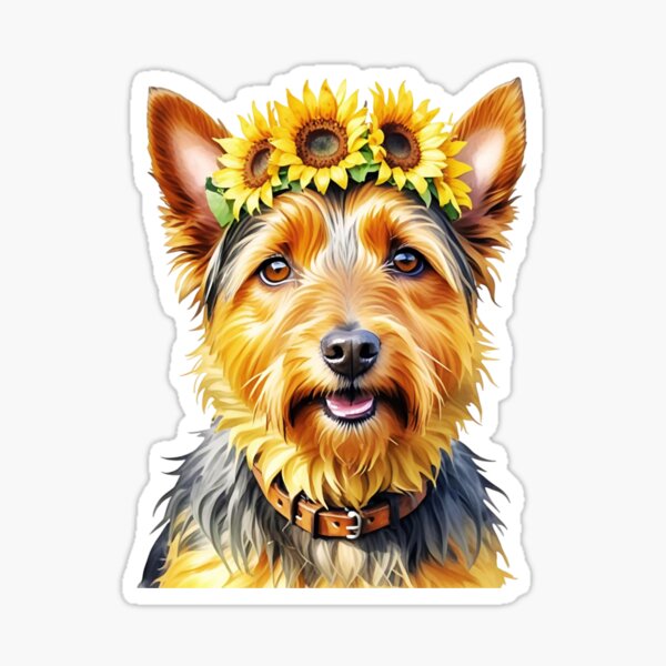 Item preview, Australian Terrier Wearing Sunflower Crown designed and sold by TheAnimalZ00.