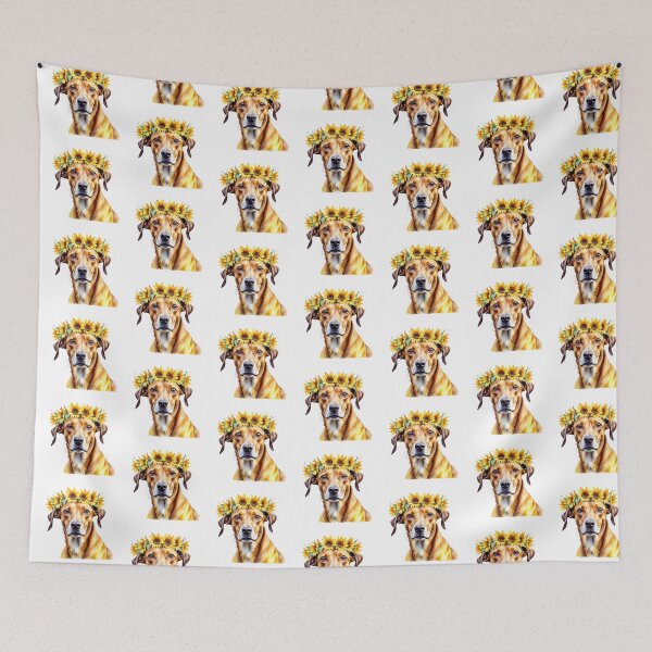 Item preview, Azawakh Dog Wearing Sunflower Crown designed and sold by TheAnimalZ00.