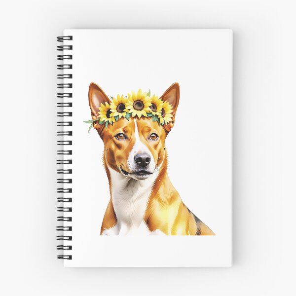 Item preview, Basenji Dog Wearing Sunflower Crown designed and sold by TheAnimalZ00.