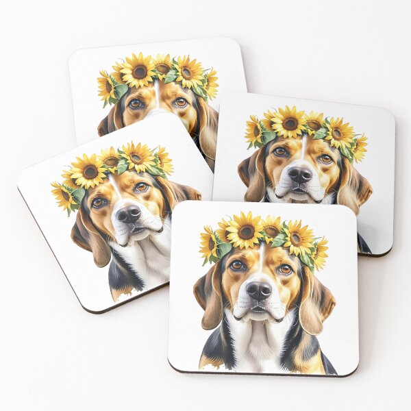 Item preview, Beagle Dog Wearing Sunflower Crown designed and sold by TheAnimalZ00.