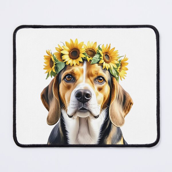 Item preview, Beagle Dog Wearing Sunflower Crown designed and sold by TheAnimalZ00.