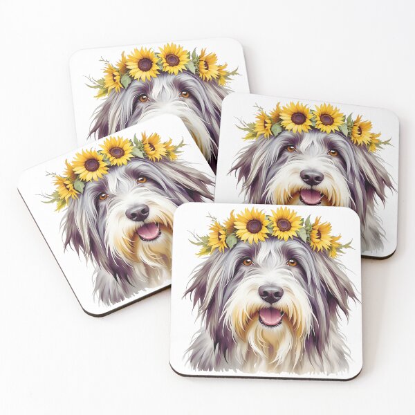 Item preview, Bearded Collie Wearing Sunflower Crown designed and sold by TheAnimalZ00.