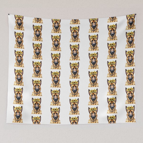 Item preview, Belgian Malinois Wearing Sunflower Crown designed and sold by TheAnimalZ00.
