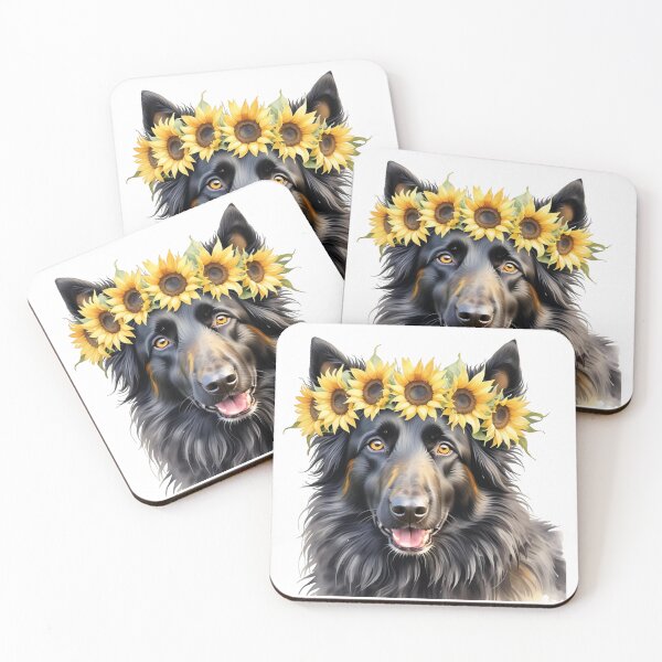 Item preview, Belgian Sheepdog Wearing Sunflower Crown designed and sold by TheAnimalZ00.