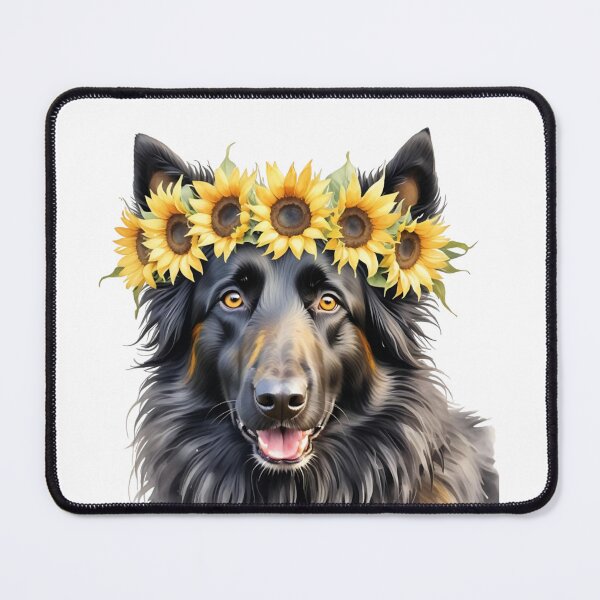 Item preview, Belgian Sheepdog Wearing Sunflower Crown designed and sold by TheAnimalZ00.