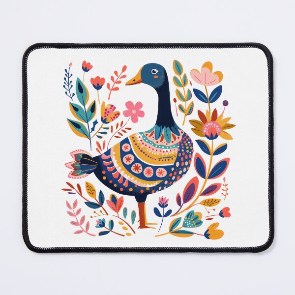 Item preview, Colorful illustration of a decorative duck surrounded by vibrant, stylized flowers and foliage. designed and sold by primtawan.
