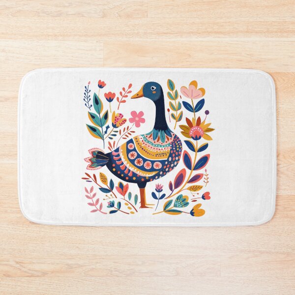 Item preview, Colorful illustration of a decorative duck surrounded by vibrant, stylized flowers and foliage. designed and sold by primtawan.